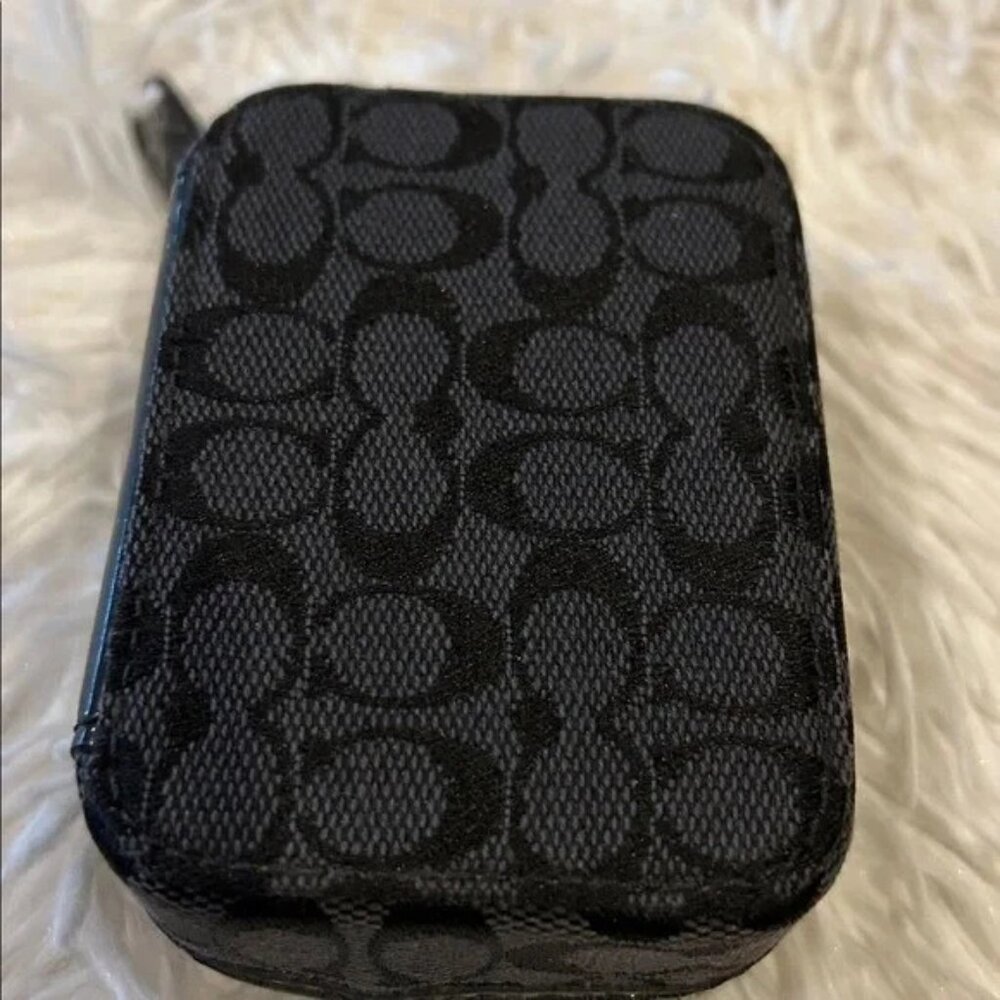 Coach Black Signature Print Pill Box